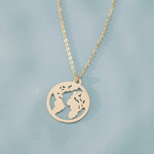 18k gold-plated globe necklace – for women | Wild Tides