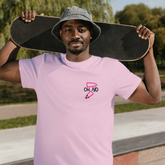 "OH NO" Oversized Surf Shirt Herren Vorderansicht in rosa von wildtides