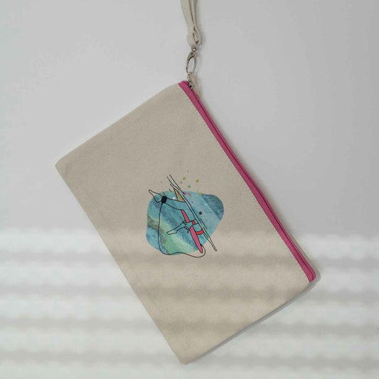 "Line Up" Beauty Bag – Cotton cosmetic bag with surf motif | Wild Tides