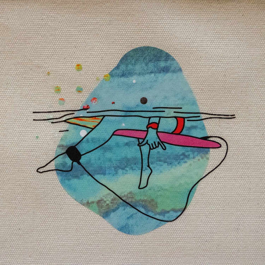 "Line Up" Beauty Bag – Cotton cosmetic bag with surf motif | Wild Tides