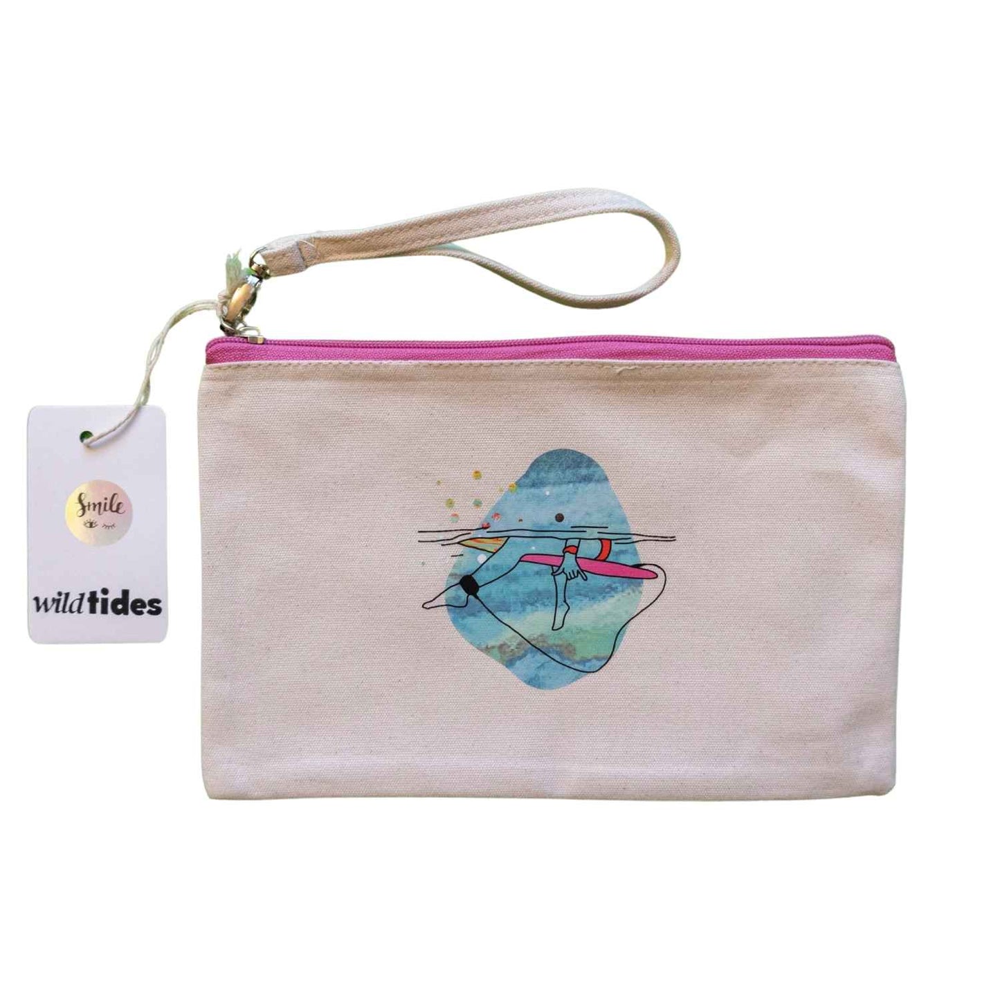 "Line Up" Beauty Bag – Cotton cosmetic bag with surf motif | Wild Tides