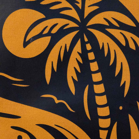 Detailansicht des wellenförmigen Palmenmotivs auf der Yoga Tasche