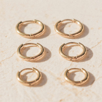 18k gold-plated hoop earrings – set of 3 earrings for women | Wild Tides