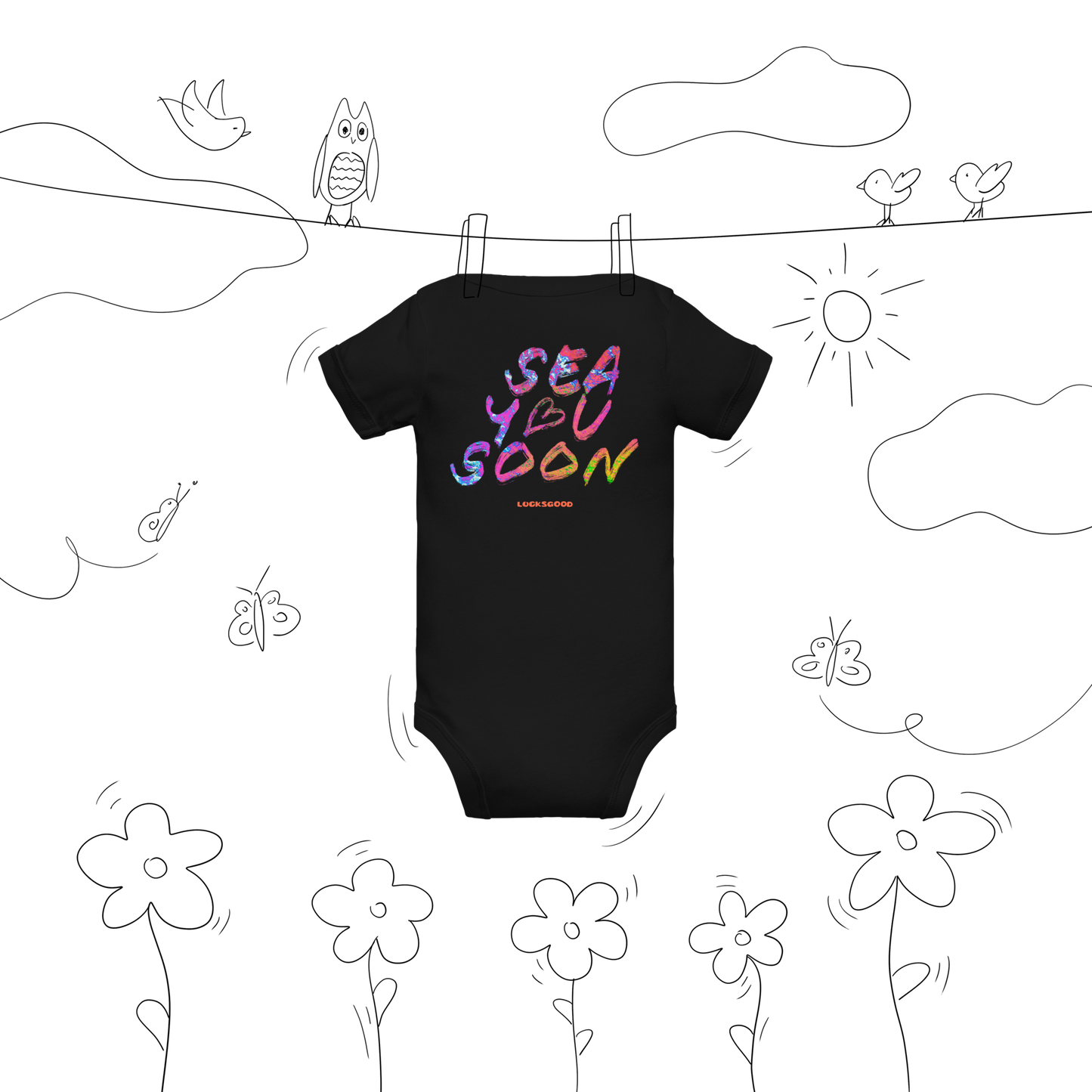 Baby Strampler „Sea You Soon“ – Weicher Baumwoll-Einteiler mit maritimer Typografie