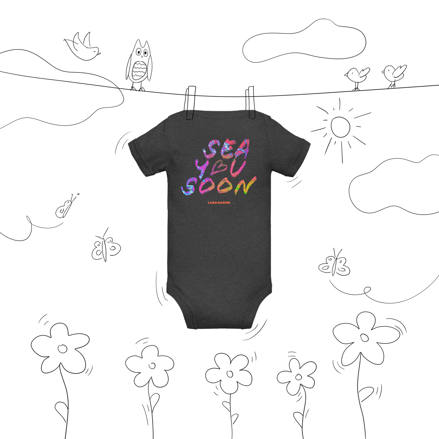 Baby Strampler „Sea You Soon“ – Weicher Baumwoll-Einteiler mit maritimer Typografie