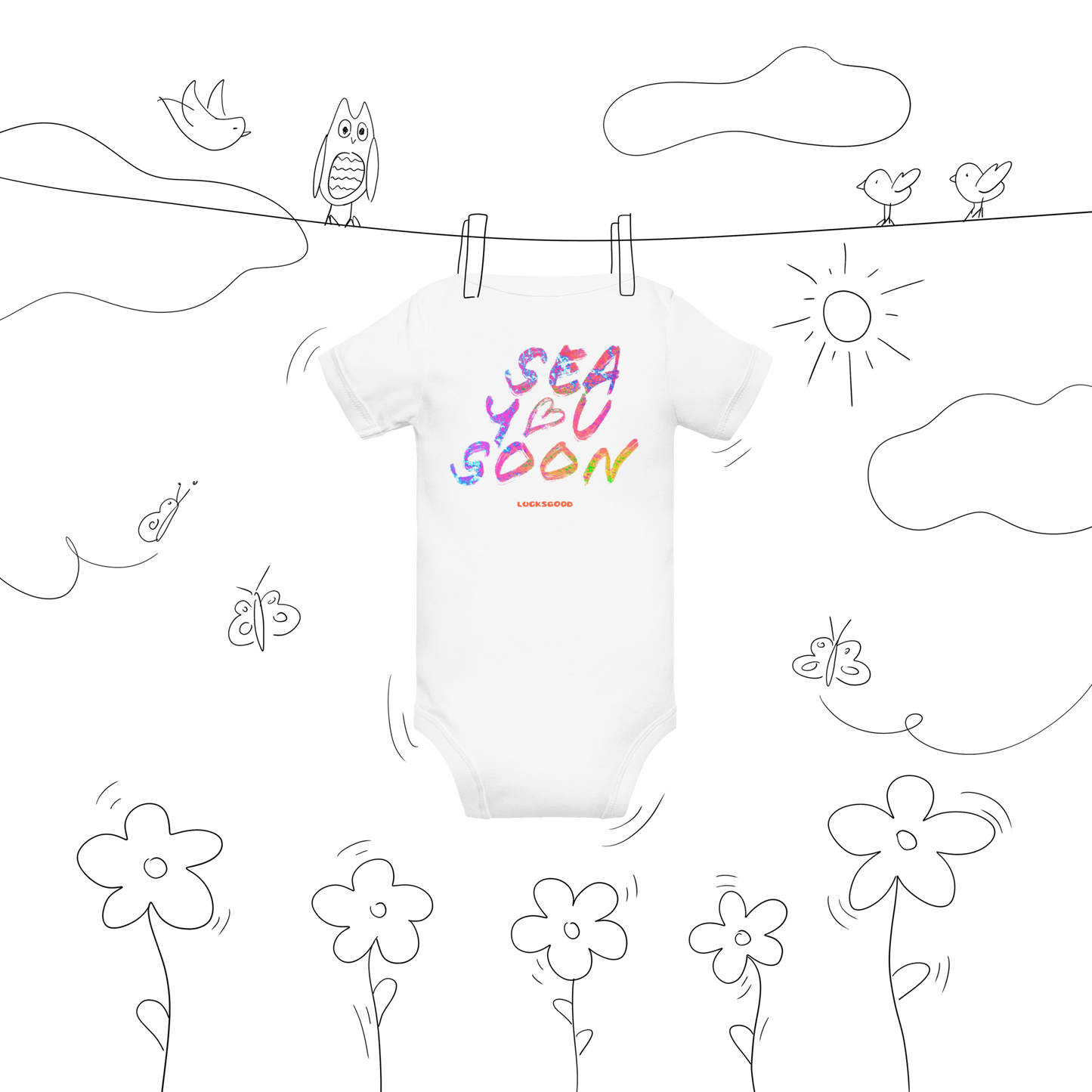 Baby Strampler „Sea You Soon“ – Weicher Baumwoll-Einteiler mit maritimer Typografie