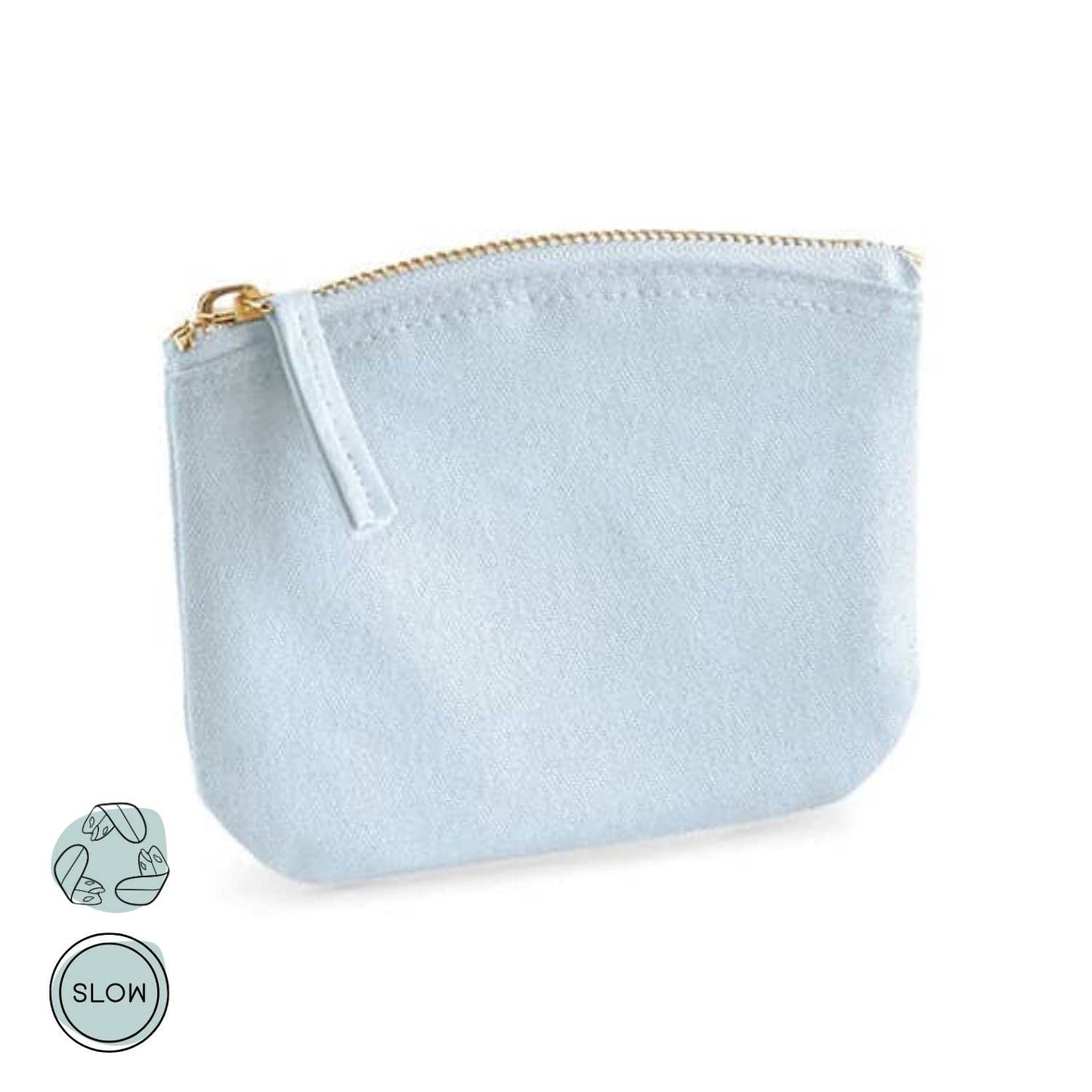 DIY Baumwoll Purse Rohling in Ocean Blau aus Bio-Baumwolle mit Reißverschluss von Wild Tides