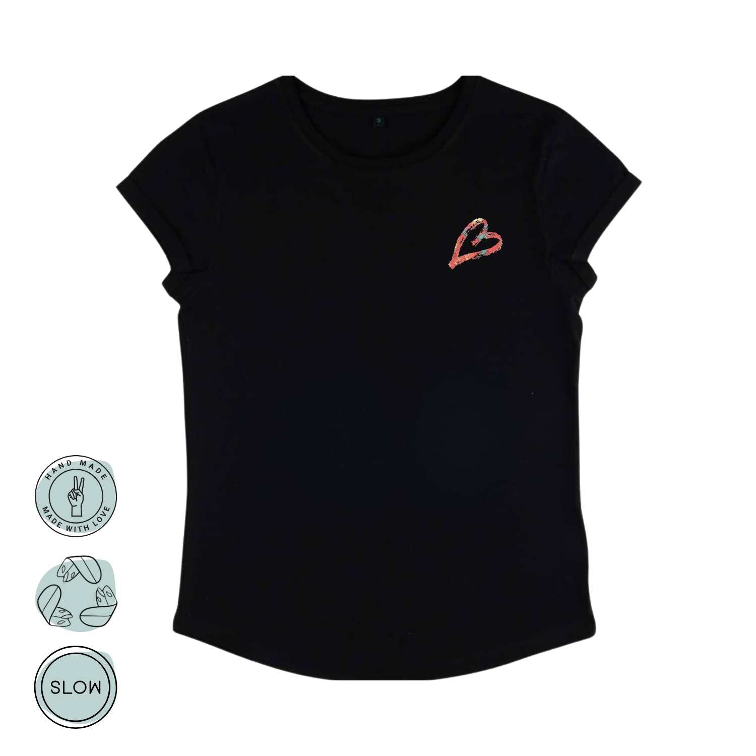 Vorderansicht des Sea You Soon T-Shirts in Schwarz für Damen