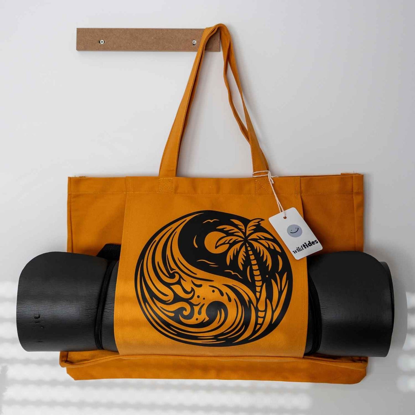 Yoga Tasche mit Mattenhalter – Ocean Yang Design aus nachhaltiger Bio-Baumwolle